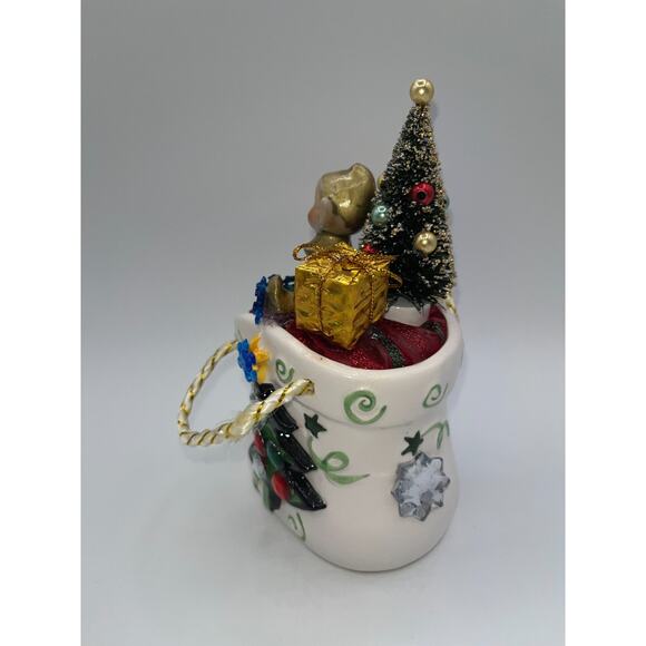 Vintage Ceramic Christmas Elf Pixie Spreading a little holiday Pixie Dust ! OOAK - Picture 10 of 16